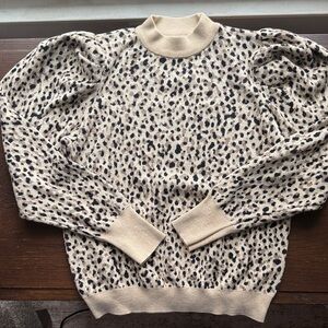 Animal Print Beige and Black Knit Sweater